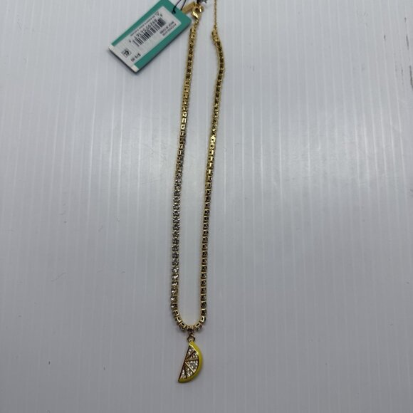 Kurt Geiger London Gold Rhinestone Lemon Slice Pendant Statement Necklace NWT - Picture 3 of 6